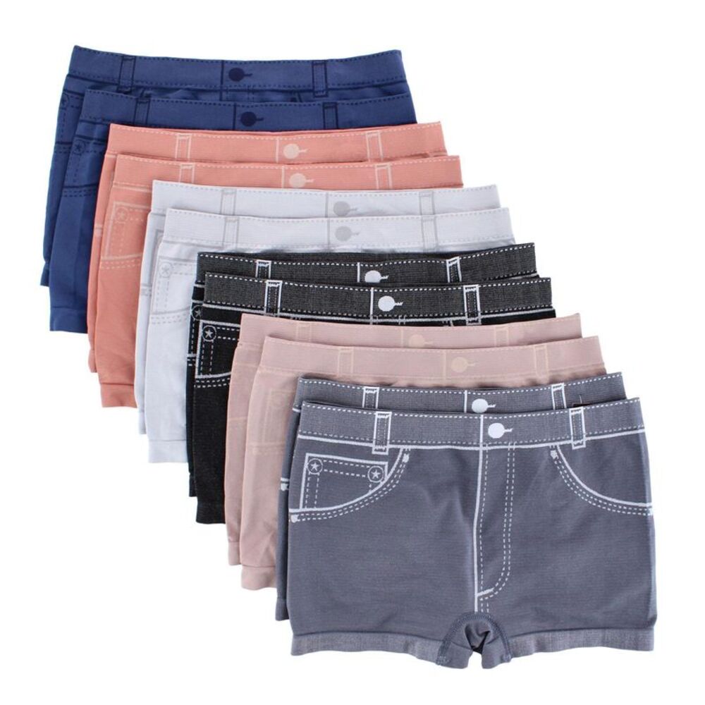 Sofra Women's Seamless Mock Denim Print Boyshort Panties (12 Pack)